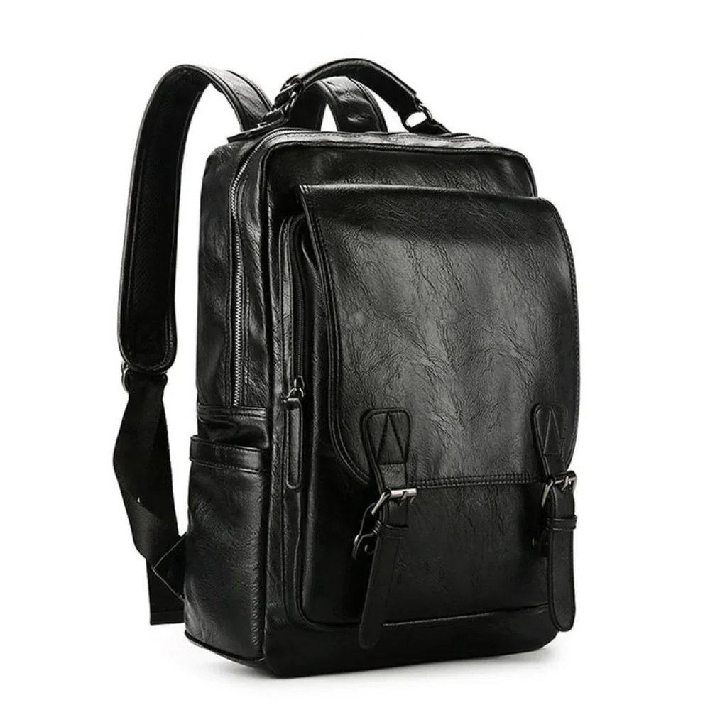 Men's Leather Shoulder Backpack Travel College Laptop Bag Daypack Sport